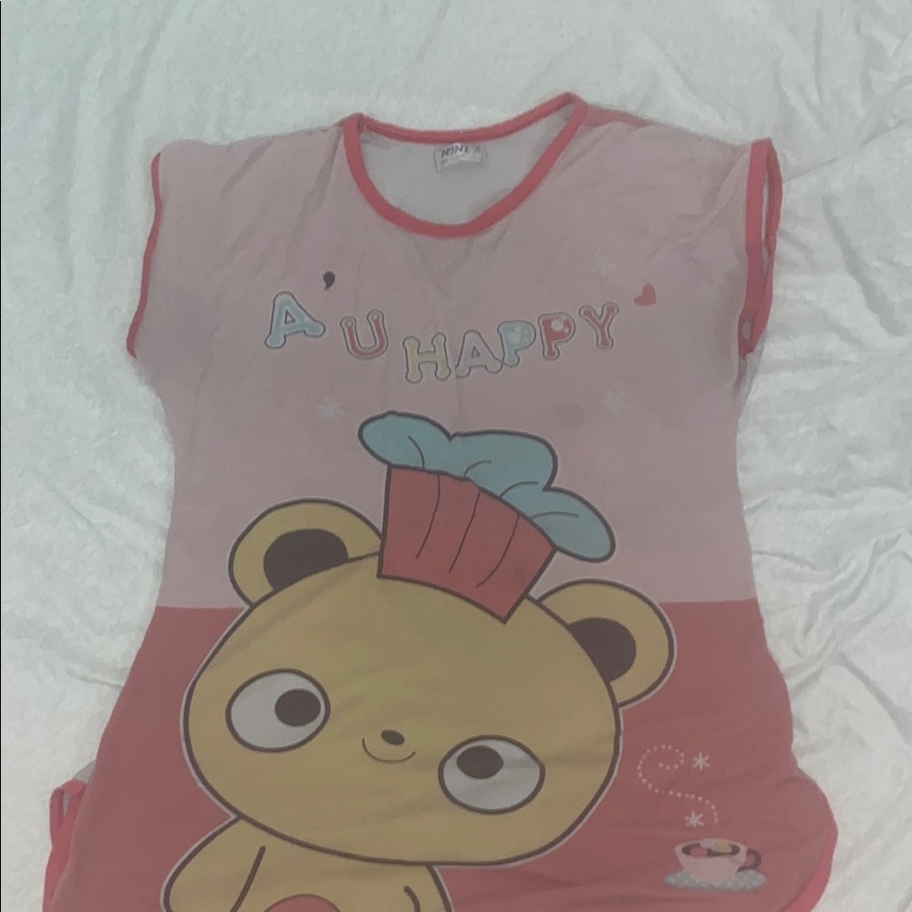 Cute Kids Pajama Top with Bear Design